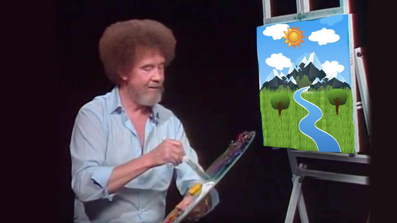 happy bob ross, the best artist of all time